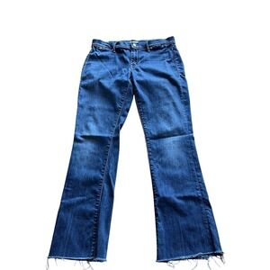 Mother Blue Jeans The Daydreamer 29 Walz‎ at Midnight Wash Straight Crop Raw Hem